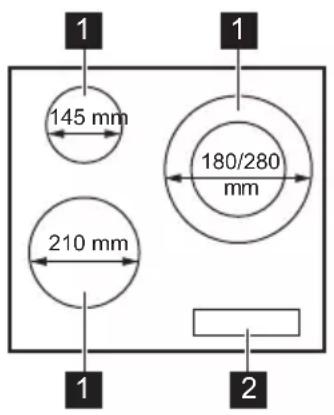 ELECTROLUX LIT60336CK - Distribución de la superficie de cocció - 1