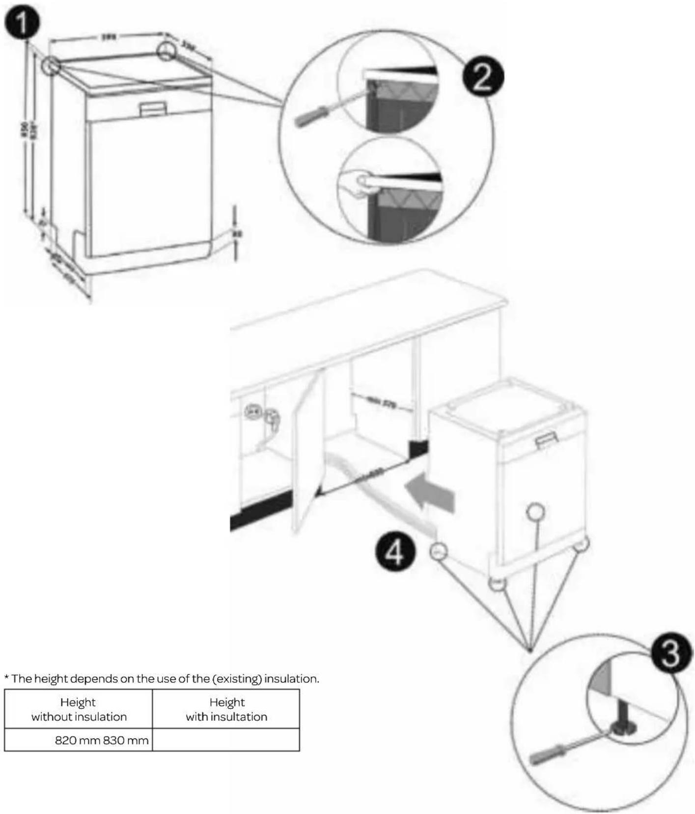 INVENTUM RVW6027AB - placing the dishwasher under a counter top - 1