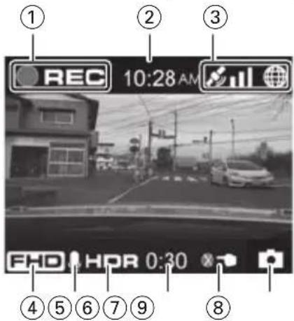 KENWOOD DRV410 - Indicadores de la pantalla de grabación - 1