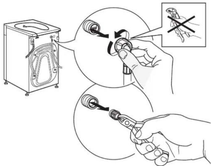 WHIRLPOOL AWG 912 SPRO - LIMPIEZA DE LOS FILTROS DE MALLA DE LA MANGUERA DE AGUA - 3