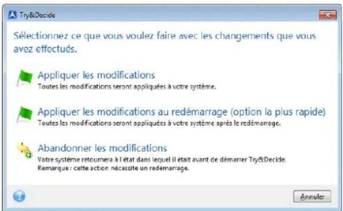 ACRONIS True Image 2018 - Utilisation de Try&amp;Decide - 2