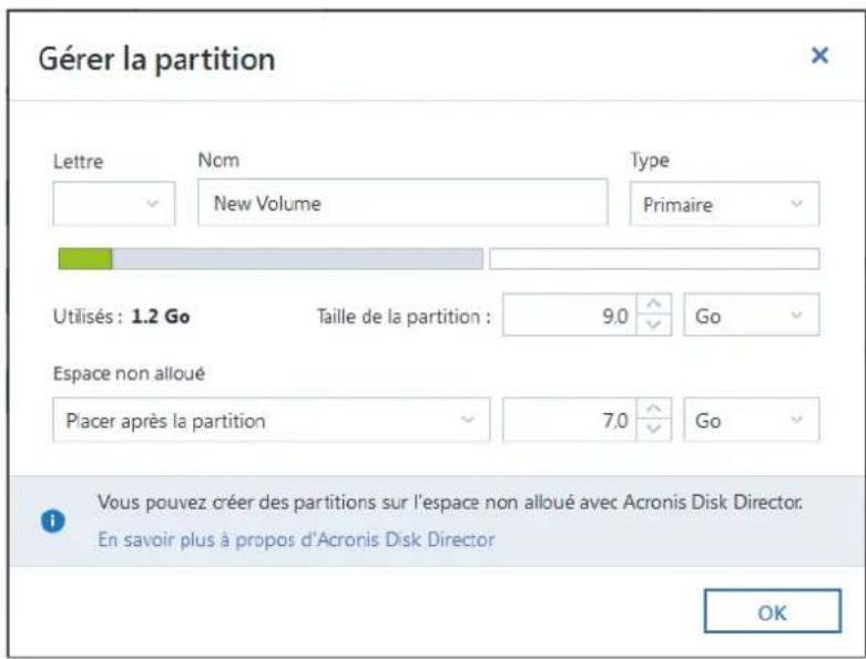 ACRONIS True Image 2018 - Propriétés des partitions - 1