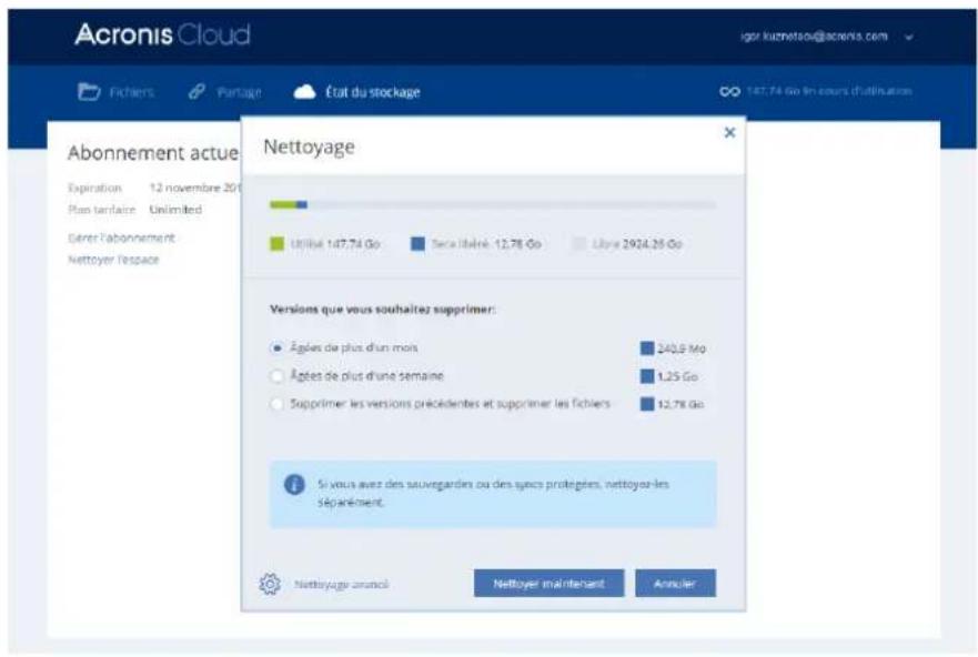 ACRONIS True Image 2018 - Pour nettoyer l'espace acronis cloud : - 1