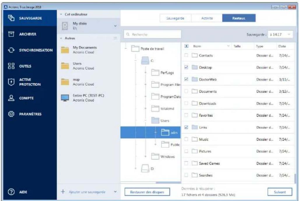 ACRONIS True Image 2018 - Pour restaurer des fichiers et dossiers : - 1