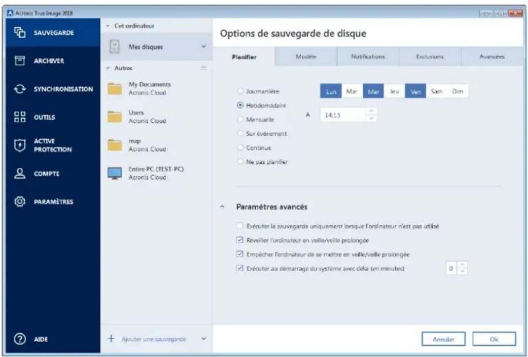 ACRONIS True Image 2018 - Planification - 1