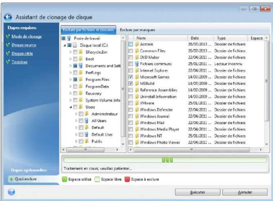 ACRONIS True Image 2018 - Exclure des éléments du clonage - 1