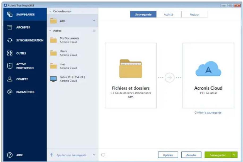 ACRONIS True Image 2018 - Pour sauvegarder des fichiers et des dossiers : - 1