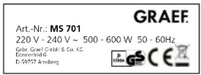 GRAEF MS 703 - TECHNISCHE GEGEVENS - 1