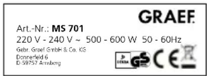 GRAEF MS 703 - TECHNICAL DATA - 1