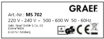 GRAEF MS 703 - DONNÉES TECHNIQUES - 2