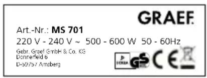 GRAEF MS 703 - DONNÉES TECHNIQUES - 1