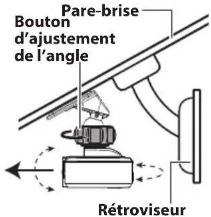 KENWOOD DRVN520 - Réglez l'angle de l'installation. Tournez le bouton d'ajustement de l'angle dans le sens horaire avant l'ajustement. Pour une mise en place correcte, réglez votre appareil de façon à aligner la ligne blanche horizontale avec l'horizon et la ligne rouge verticale avec le centre de la voie de circulation. Le rapport route/ciel de l'image devrait par ailleurs être de 50/50, comme indiqué par l'image ci-dessous. - 2