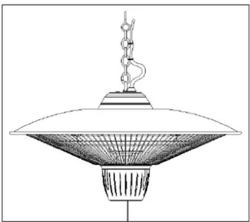 Eurom Partytent heater 1502 - Pas på! Den øverste pynteskærm på Partytent-heateren skal hænge mindst 40 cm fra teltdug eller enhver,anden form for loft! - 1