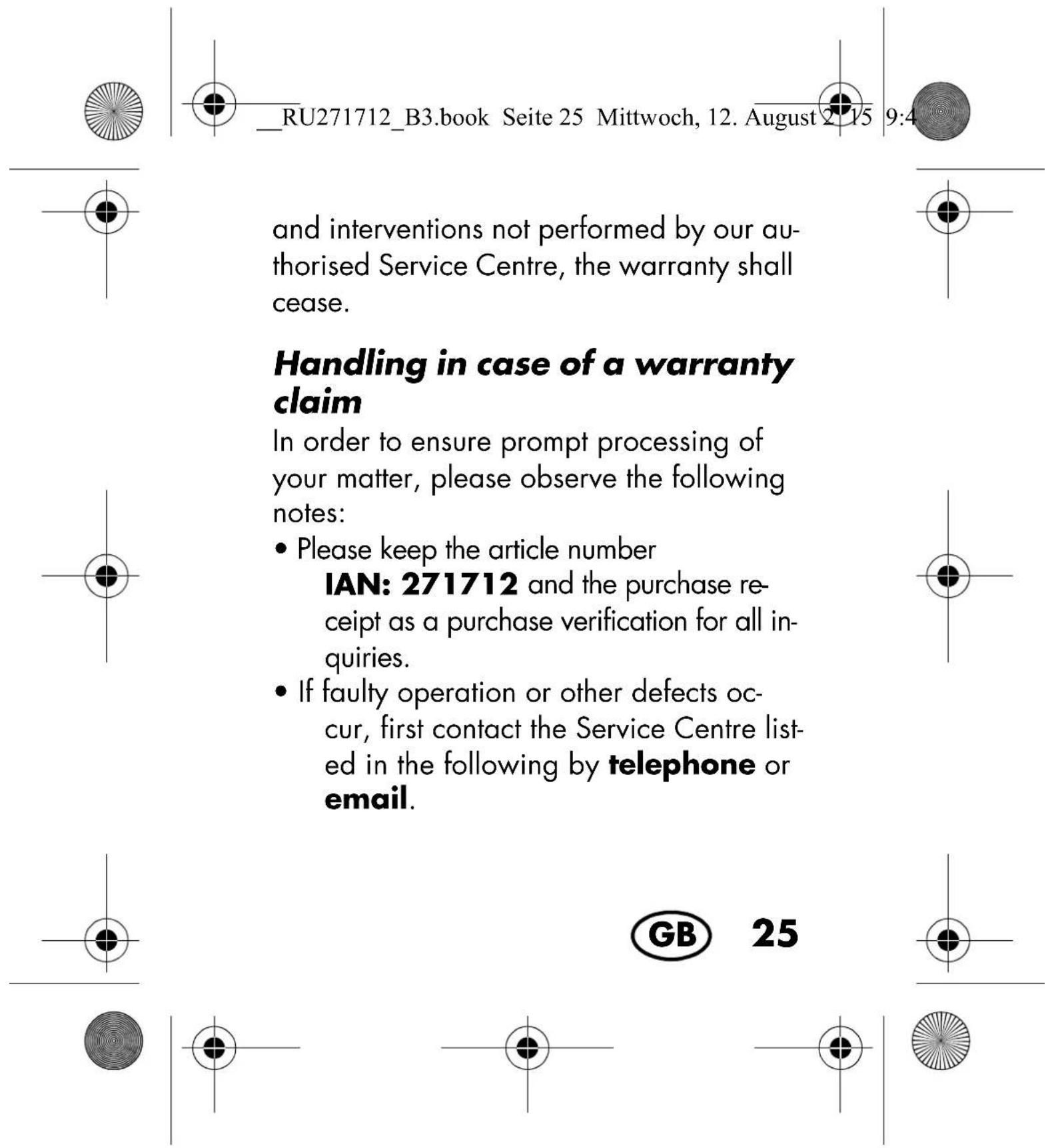 SILVERCREST SKA 10 A1 - Warranty of HOYER Handel GmbH - 25