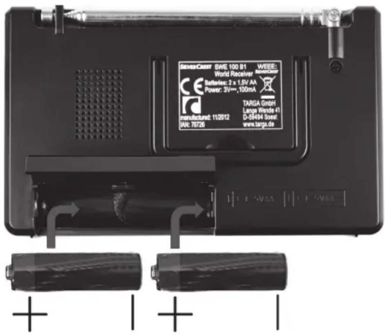 SILVERCREST SWE 100 B1 - Inserimento delle batterie - 1