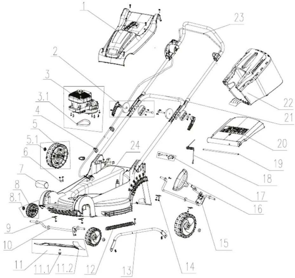 FLORABEST FRM 1800 B2 - Explosionszeichnung • Exploded Drawing Vue éclatée • Explosietekening Plano de explosión • Disegno exploso Vista em corte - 1