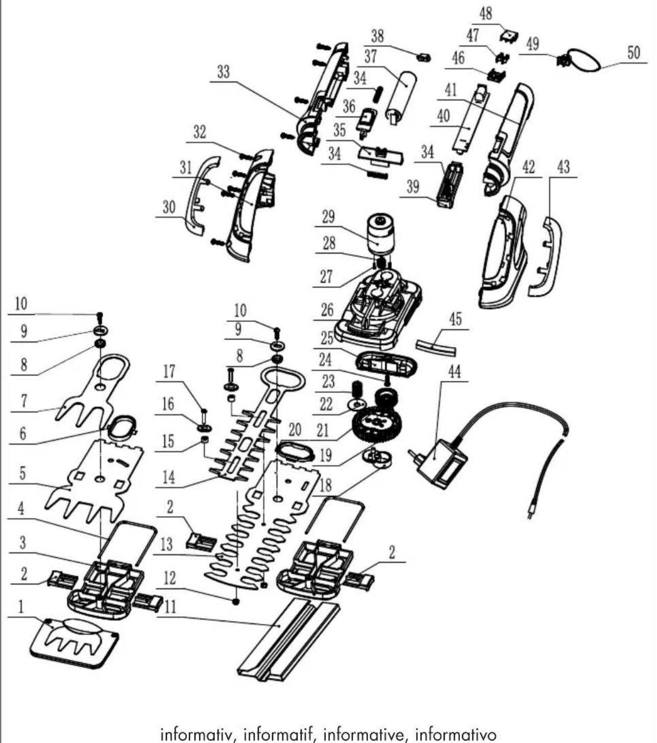 FLORABEST FGS 3.6 A1 - Explosionszeichnung • Vue éclatée Exploded Drawings • Disegno esploso - 1