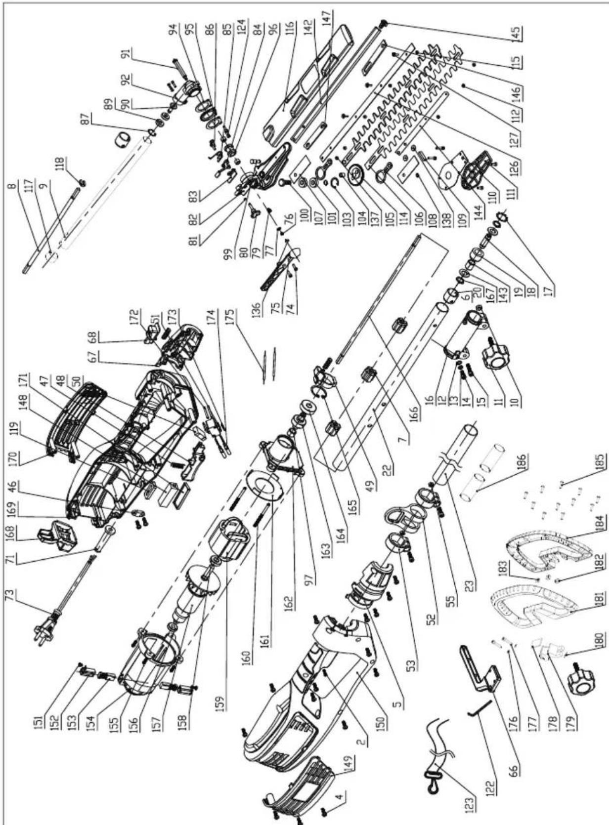 FLORABEST FHL 900 D4 - Exploded Drawing • Rajäytyskuvat • Explosionsrittingar Eksplosjonstegning • Eclaté des pieces détachées Explosietekening • Explosionszeichnung - 1