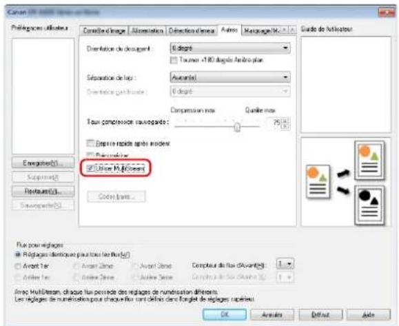 CANON imageFORMULA DRM260 - Si vous souhaitez utiliser les paramètres MultiStream pour la numérisation - 1