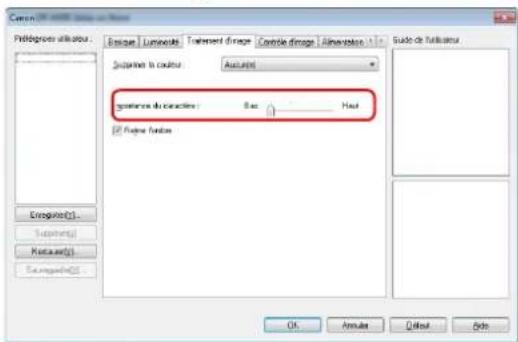 CANON imageFORMULA DRM260 - Si vous souhaitez rendre les lignes ou le texte dans les images numérisées plus épais (ou plus fins) - 1