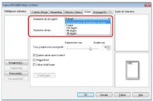 CANON imageFORMULA DRM260 - Si vous souhaitez faire correspondre l'orientation des images avec le texte, lors de la numérisation de pages qui contiennent des orientations de textes différentes - 1