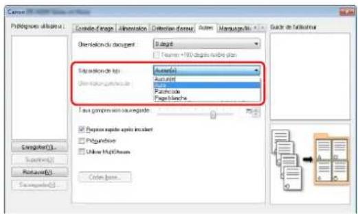 CANON imageFORMULA DRM260 - Si vous souhaitez utiliser la séparation de lots pour la numérisation - 2