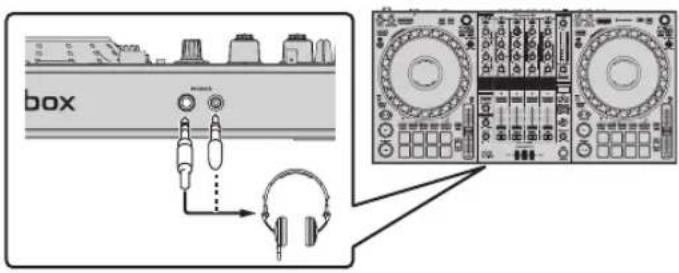 PIONEER DDJ1000 - Connect headphones to the [PHONES] output terminals. - 1