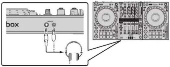 PIONEER DDJ1000 - Schließen Sie Kopfhörer an die [PHONES]-Ausgangsbuchsen an. - 1