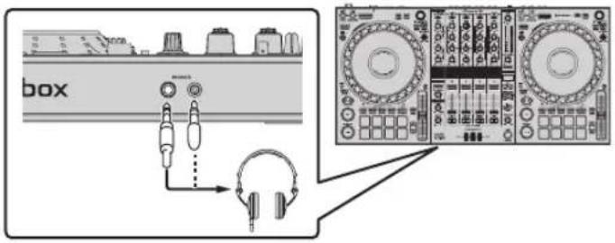 PIONEER DDJ1000 - Sluit een hoofdtelefoon aan op de uitgangsaansluitingen [PHONES]. - 1
