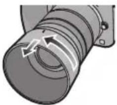 PANASONIC LUMIX G VARIO 45150mm OIS - Ruotare il paraluce nella direzione indicata alla freccia per rimuoverlo. - 1