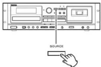 TASCAM CDA580 - Appuyez répétitivement sur la touche SOURCE jusqu'à sélection de la source à enregistrer (CD, USB ou LINE). - 1