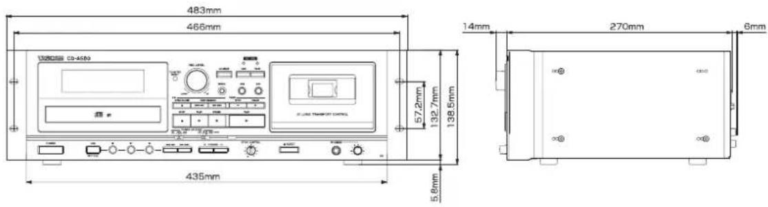 TASCAM CDA580 - Esquema de dimensiones - 1