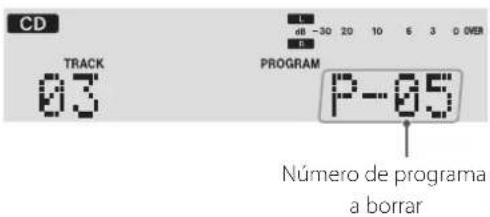 CD TRACK 03 PROGRAM P-05 Número de programa a borrar