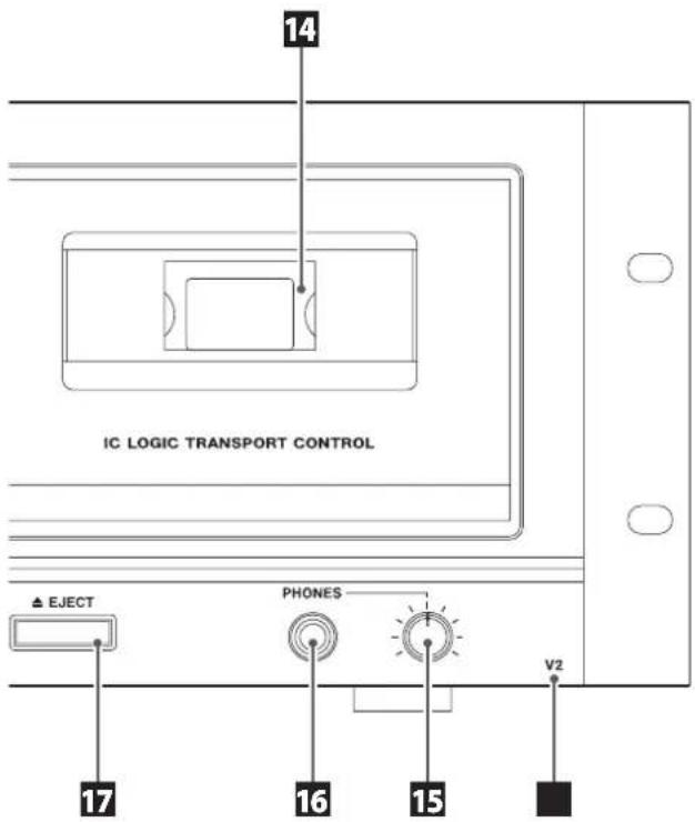 14 IC LOGIC TRANSPORT CONTROL ▲ EJECT PHONES 17 16 15 V2