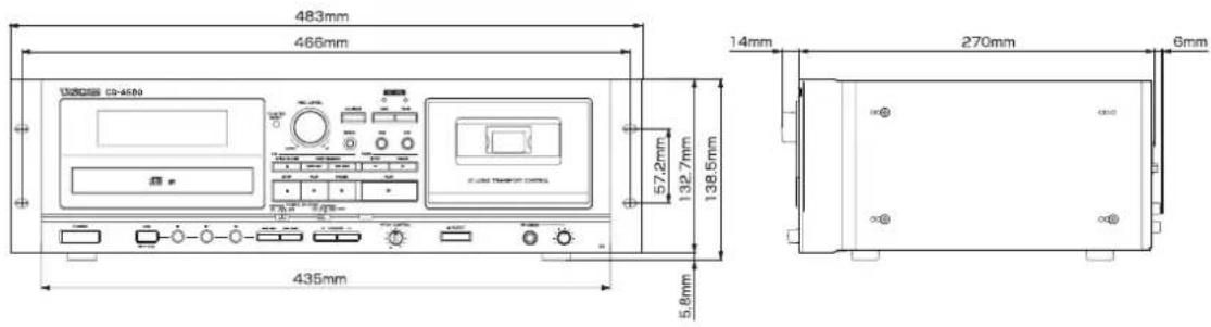 TASCAM CDA580 - Dessin avec cotes - 1