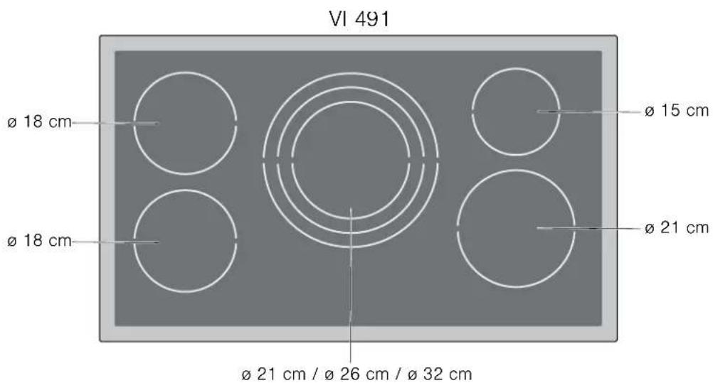 GAGGENAU VI 491 110 - Automatische Topferkennung auf Zweikreis- oder Dreikreis-Kochstellen - 2