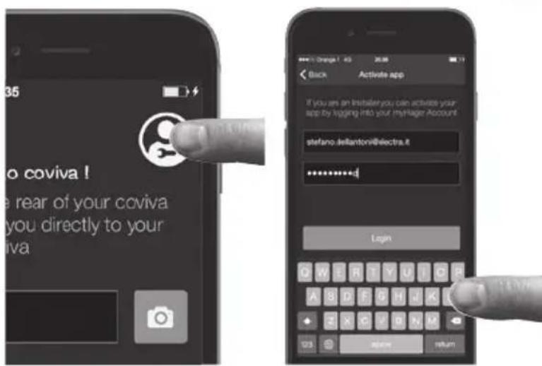 HAGER TKP100A - Login to the coviva App as Installer - 1