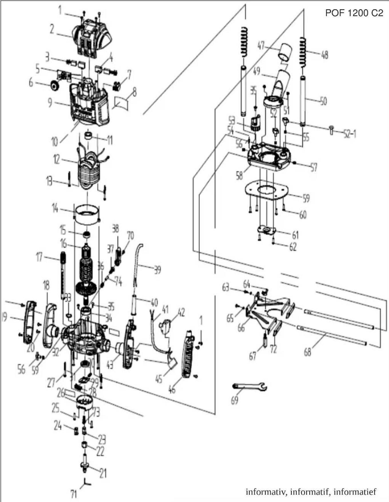 PARKSIDE POF 1200 C2 - Eksplosionstegning · Explosionszeichnung   Vue éclatee · Explosietekingen - 1