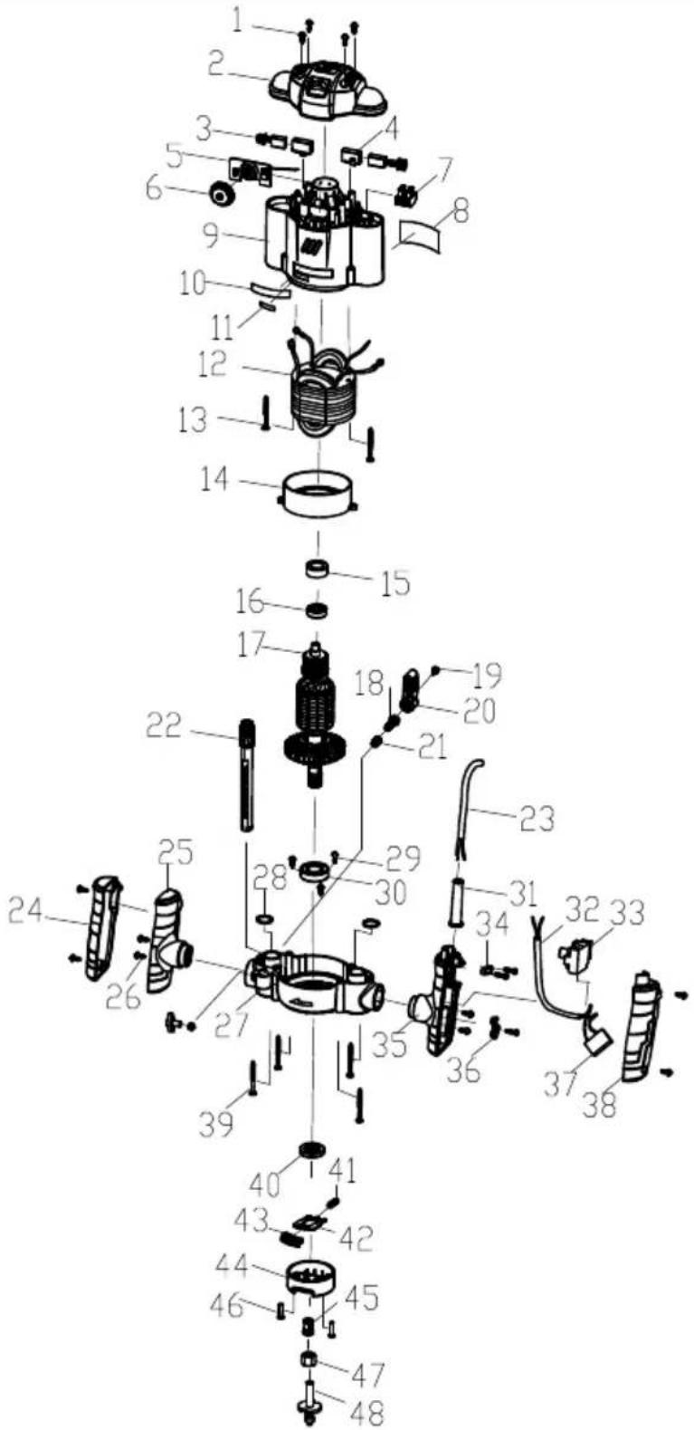 PARKSIDE POF 1200 B2 - Explosionszeichnungen · Exploded Drawings - 1