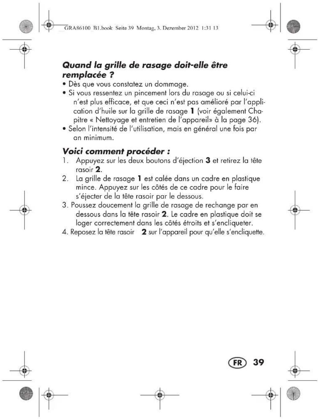SILVERCREST SBT 3.6 B1 - Remplacement de la grille de rasage - 7