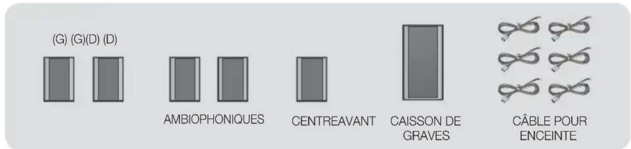 (G) (G)(D) (D) AMBIOPHONIQUES CENTREAVANT CAISSON DE GRAVES CÂBLE POUR ENCEINTE