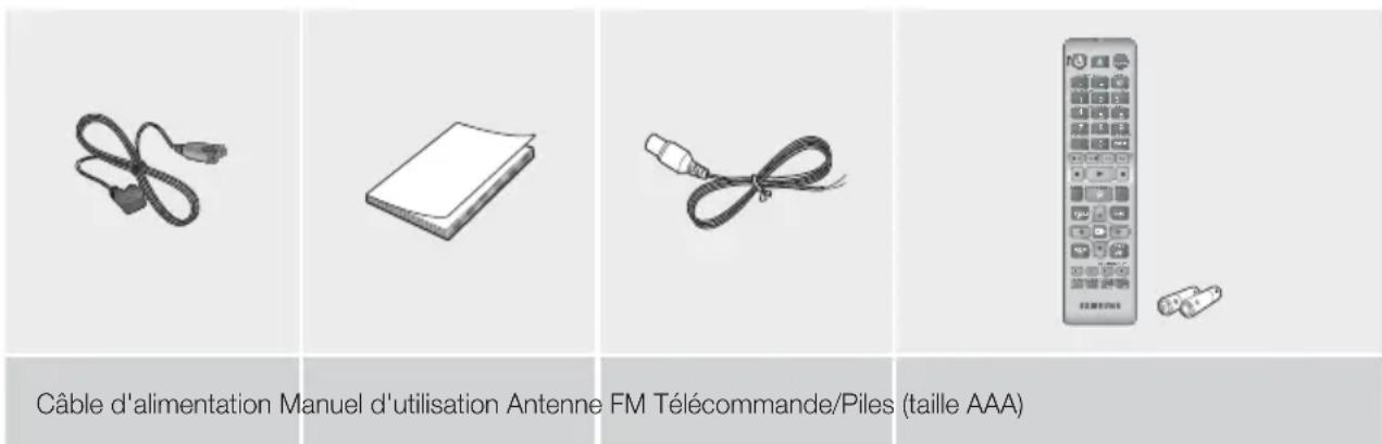 Câble d'alimentation Manuel d'utilisation Antenne FM Télécommande/Piles (taille AAA)
