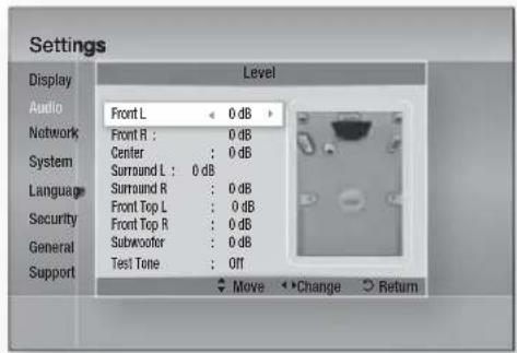 SAMSUNG HTD6759W - Adjusting Front/Centre/Surround/Front Top/Subwoofer Speaker Level - 1