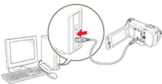 SAMSUNG HMXF90BP - Étape 1. raccordement du câble USB - 1