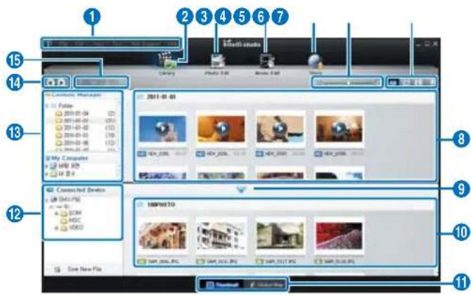 SAMSUNG SMXF50UP - Étape 2. à propos de la fenêtre principale de l'application Intelli-studio - 1