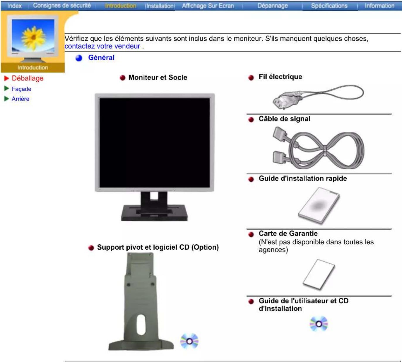 SAMSUNG SyncMaster 171S - Pour le modèlemultimedia(option) - 1