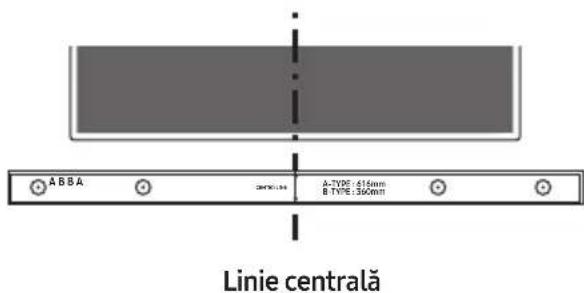 SAMSUNG HWM550 - Aliniati Linie centrală de peşablonul de hártie cu centrul televizorului (dacă montați/systemul Soundbar sub televizor), apoi fixați Ghidaj de montare pe perete pe perete適用and bandă adezivă. - 1