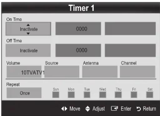 SAMSUNG UE46C6000RK - Setting the On / Off Timer - 1