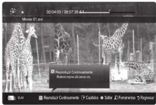 SAMSUNG UE46C6000RK - Reprodução de um ficheiro de filme de modo contínuo (Retomar Reprodução) - 1