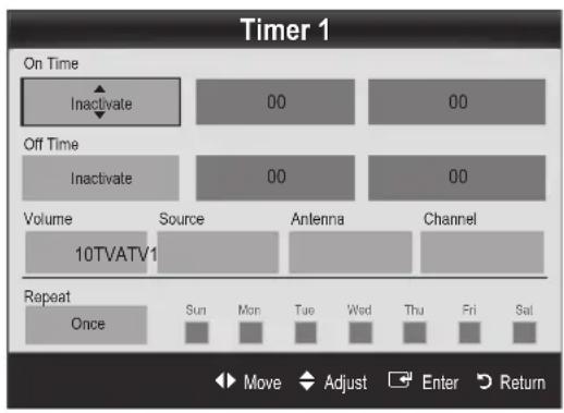 SAMSUNG UE40C9000SW - Nastavitev vklopa/izklopa chasovnika - 1